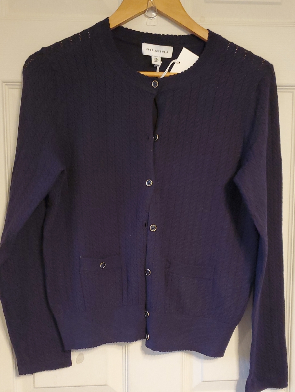 FINE ASSEMBLY Navy Cable-Knit Cardigan